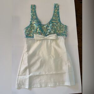 Sequin Embellished Woman’s Dress - Blue and White